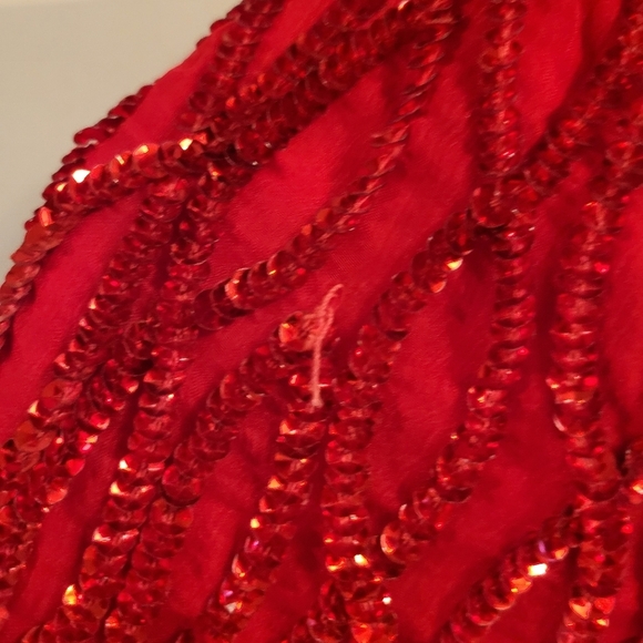 Vintage Laurence Kazar Red Sequin Beaded Silk Blouse - Picture 5 of 7